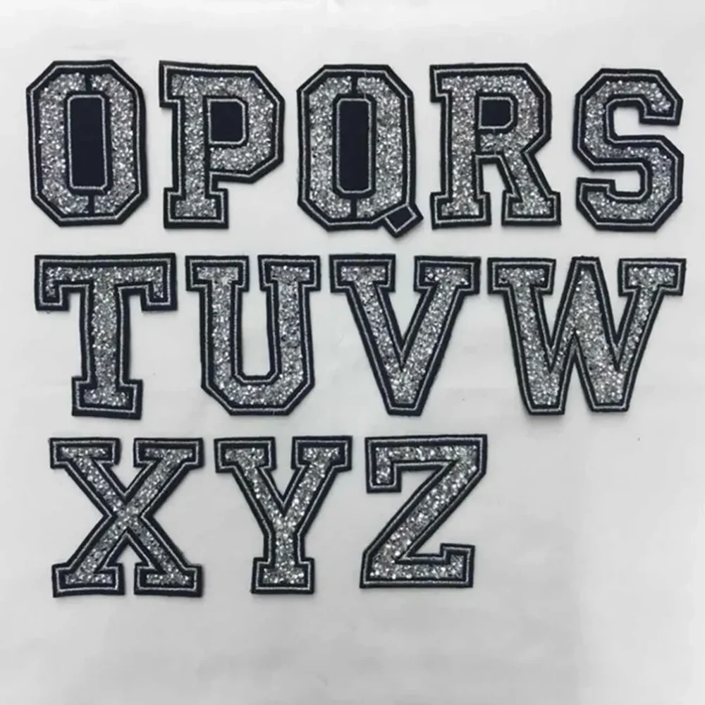 Silver Rhinestone Letter Patch