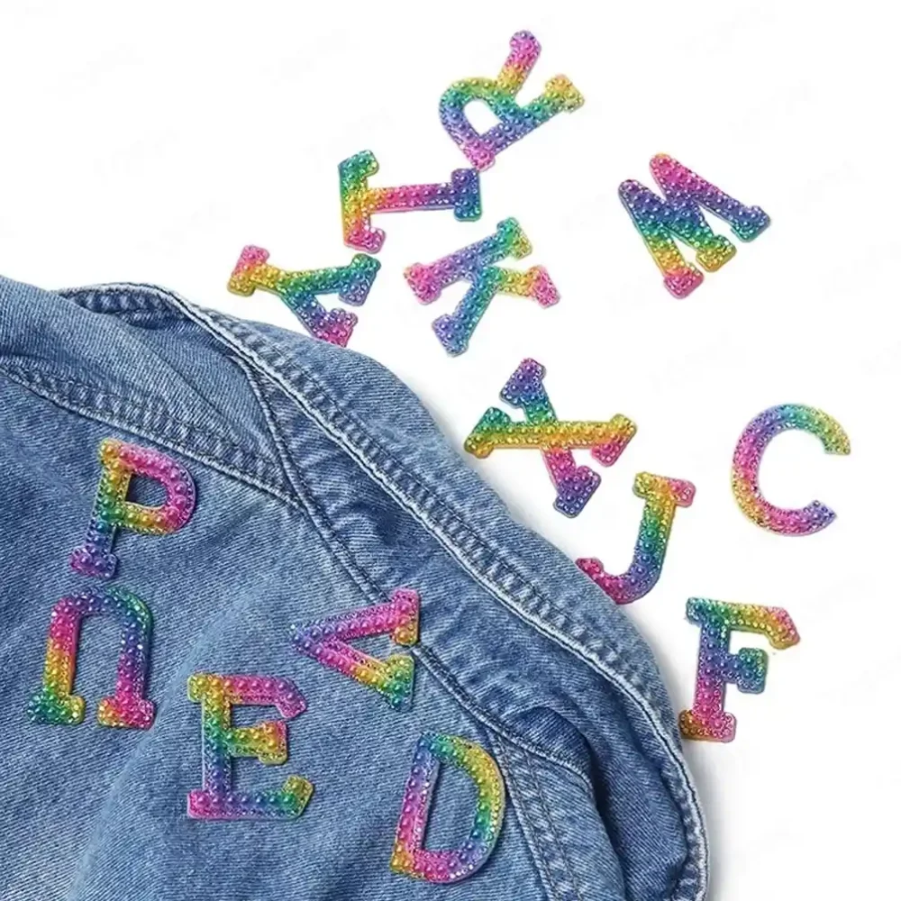 Beaded Letter Iron On Patches